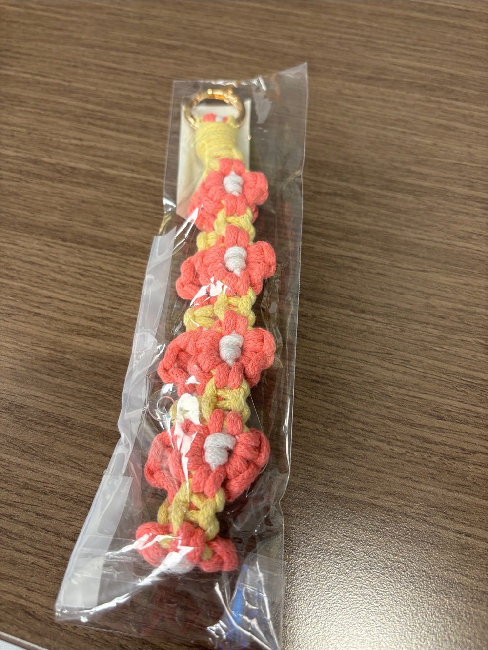 DD Designs Phone Wristlet Floral Crochet Keychain Wristlet - Coral & Yellow